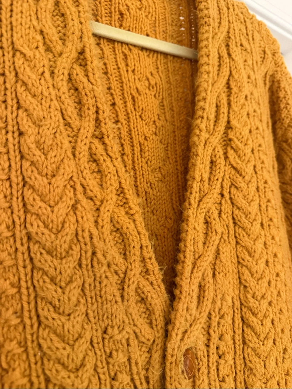 Men's Chunky Cable Knit Cardigan Sweater - Mustard